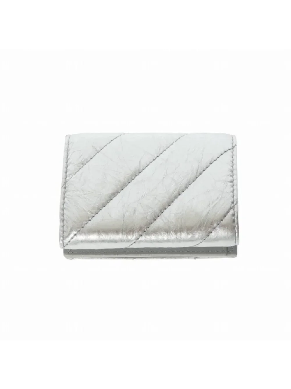 Balenciaga Crush Mini Trifold Wallet Compact Silver